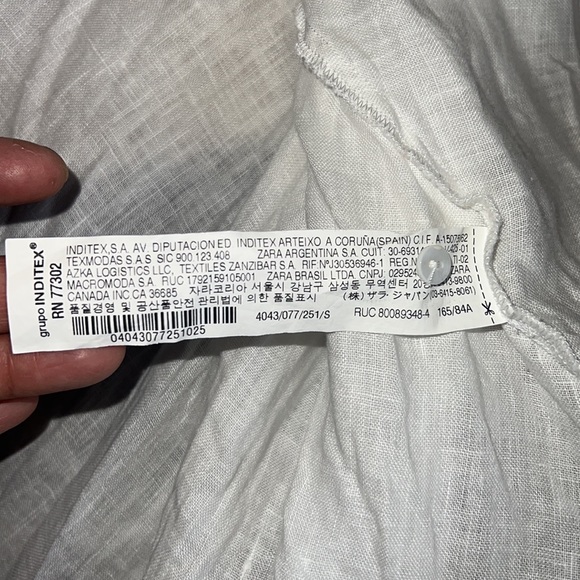 Zara Woman linen blend hi low sleeveless blouse business casual S white tie back - Picture 9 of 12